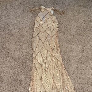 Elegant Gold Sequin Wedding Dress